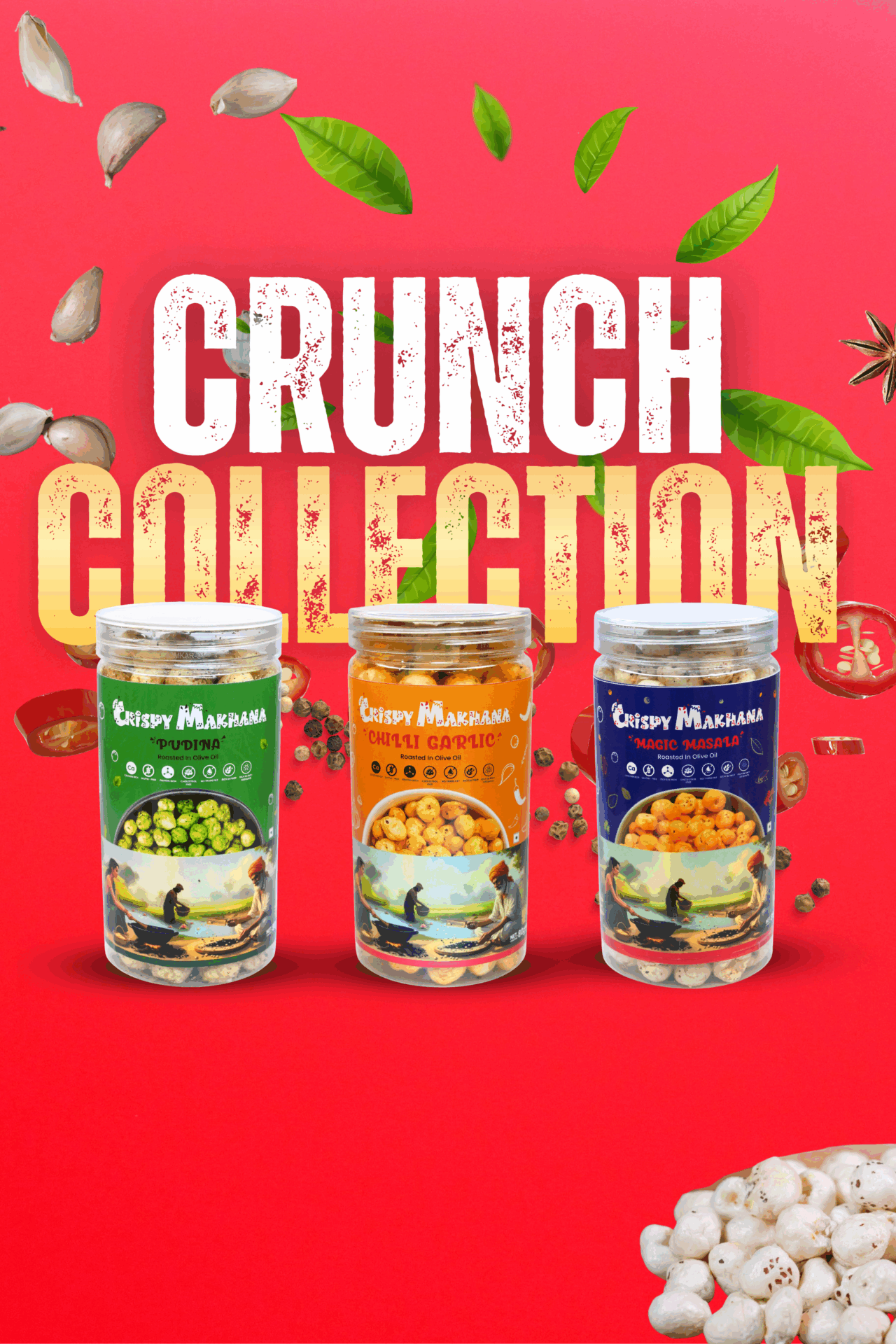 Pudina, Chilligarlic & MagicMasala crispy makhana